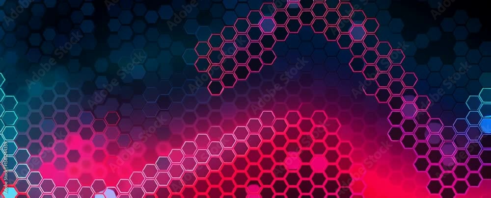 Poster Abstract background with a colorful geometric pattern and a dark color gradient vector design element for graphic, technology concept, or digital connection network on a black background Generative AI