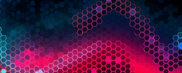 Abstract background with a colorful geometric pattern and a dark color gradient vector design element for graphic, technology concept, or digital connection network on a black background Generative AI - Powered by Adobe