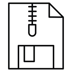 Zipped file icon Black and white outline flat sign vector