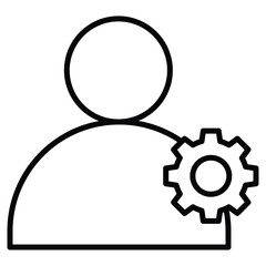 Administrator icon Black and white outline flat sign vector