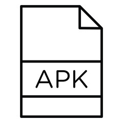 APK File Format Icon Black and white outline flat sign vector