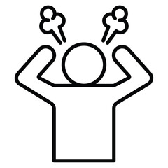 Angry person icon Black and white outline flat sign vector