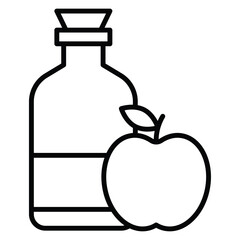 Apple cider vinegar Icon Black and white outline flat sign vector