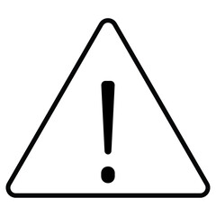 Attention Warning sign icon Black and white outline flat sign vector