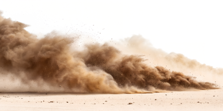 Powerful Sandstorm Rages Across Arid Landscape Creating a Dramatic and Dynamic Scene