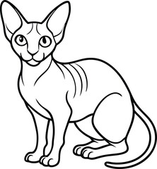 Sphynx Cat Vector Illustration in Minimalist Line Art Style with white background
