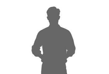 Silhouette of a man standing with hands on hips against white background  