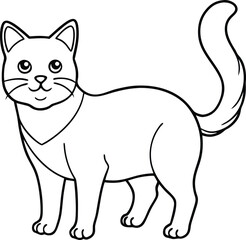 Chartreux Cat Vector Illustration Isolated in Minimal Elegant Line Art Style, Chartreux Vector Art, Isolated Chartreux Cat Drawing, Elegant Blue Gray Cat Sketch