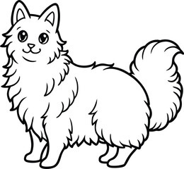 Himalayan Angora Cat Illustration in Elegant Fluffy Minimal Line Art Style, Himalayan Angora Vector, Fluffy Cat Illustration, Longhair Pet Drawing