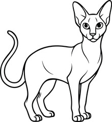 Oriental Shorthair Cat Illustration Isolated in Elegant Minimal Line Art Style, Oriental Shorthair Vector, Sleek Cat Drawing, Minimal Pet Illustration