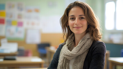 Portrait of a teacher in a school in Spain
