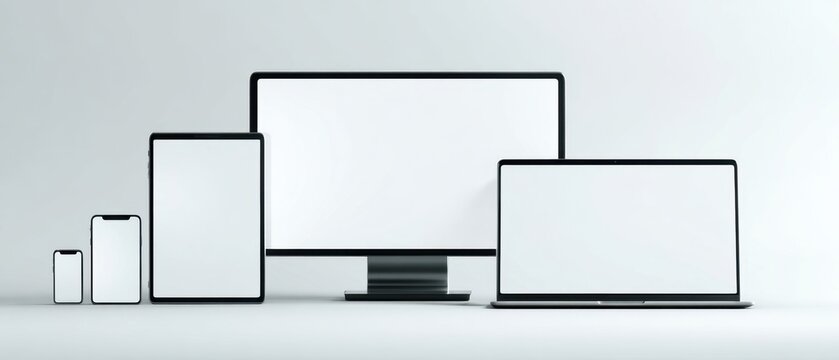 The collection of modern devices for professional digital displays and mockups