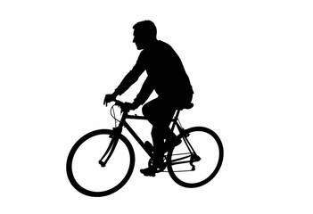 Obraz premium Silhouette of man riding bicycle against white background 
