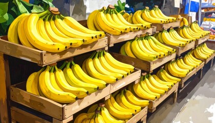 bananas in boxes sold in supermarket
