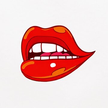 Vibrant pop art lips illustration animation isolated asset, transparent 4K video, alpha channel, ProRes 4444