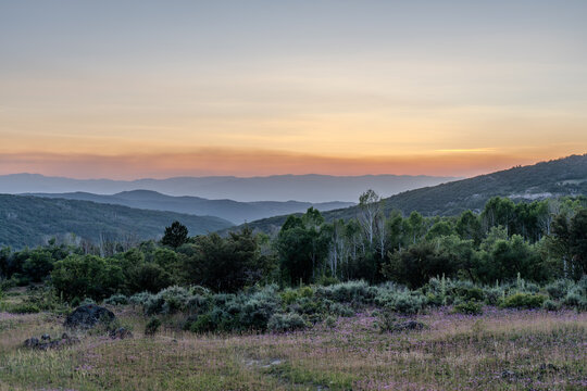 Sunset over Utah Mountains Near Fishlake National Forest