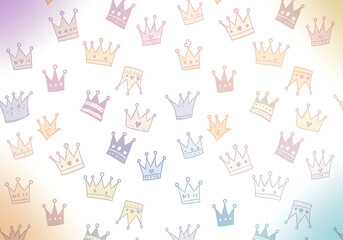 Pastel Crown Pattern Whimsical HandDrawn Crowns in Soft Colors on White Background.