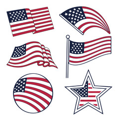 United States of America flag vector illustration with red, white, and blue stars and stripes, a patriotic national symbol