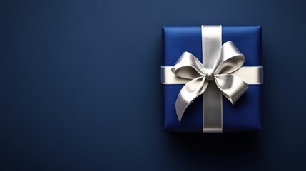 Gift box on dark blue background (1)
