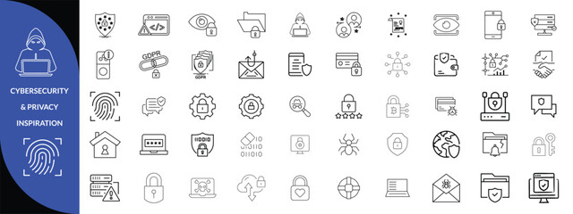 cybersecurity & privacy inspiration icon set 