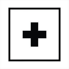 Obraz premium Black Cross Inside a Black Framed Square on White Background