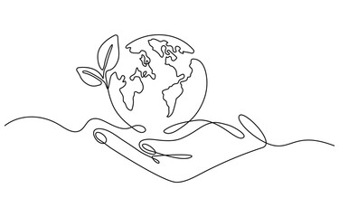 Globe, planet earth sign line continuous drawing vector. One line Globe, planet earth vector background. Globe, planet earth icon. Continuous outline of Globe, planet earth. Linear Globes, planets ear