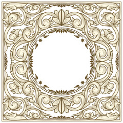 Decorative ornate retro floral blank card template
