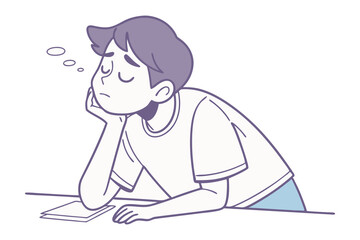 Lost in Thought: An introspective illustration of a person lost in thought, the soft lines and pastel hues creating a sense of peace. 