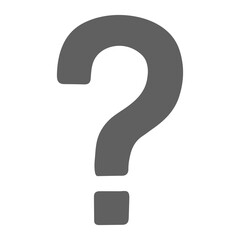 Simple grey question mark symbol isolated on transparent background