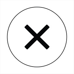 Obraz premium Black X Mark Inside White Circle on White Background