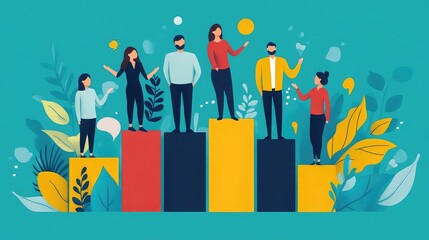 Business leadership infographics showing key skills team management decision making communication strategies motivational techniques organizational growth visualization graphics