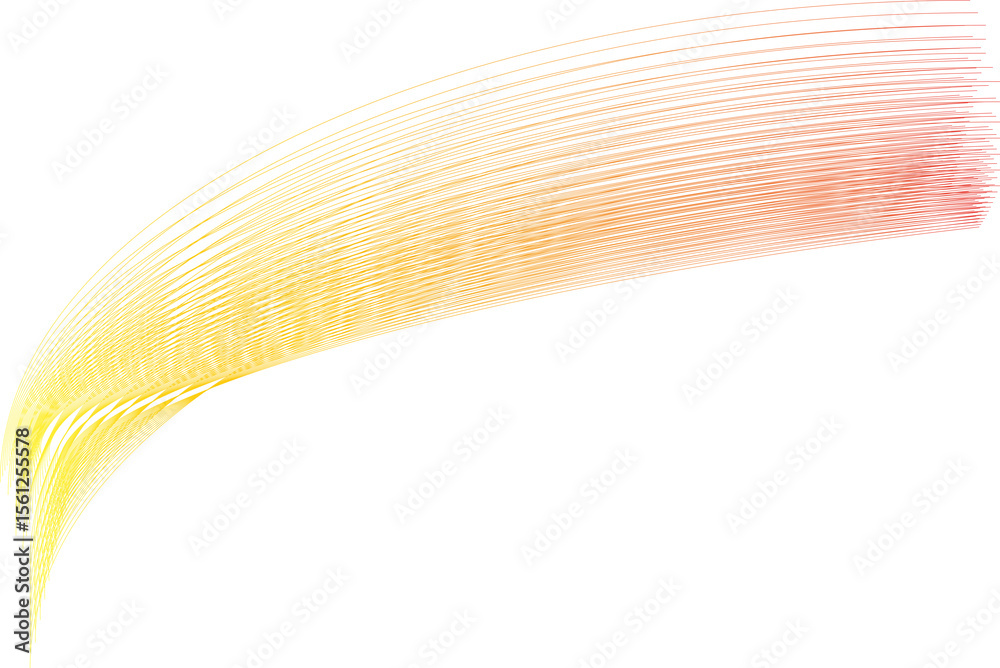 Poster abstract flowing lines with yellow to red gradient isolated on white background