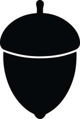 Single black silhouette acorn autumn nature icon