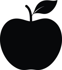 Black silhouette apple with leaf simple fruit icon