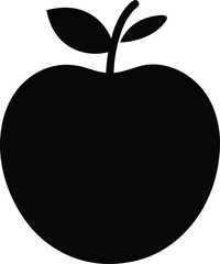 Simple black silhouette of an apple fruit icon