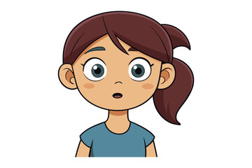 Surprised Little Girl Illustration: Capturing innocent shock and childlike wonder, a vibrant illustration features a young girl with expressive eyes, conveying a sense of curiosity and astonishment. 