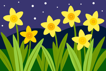 spring meadow daffodils bright sunlight nature bloom