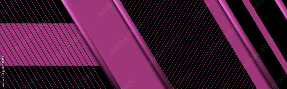 Poster black violet abstract geometric banner with glossy stripes and lines. corporate vector background