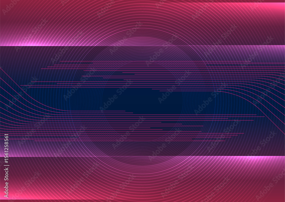 Poster bright purple minimal tech lines and circles abstract futuristic glowing background. vector digital 
