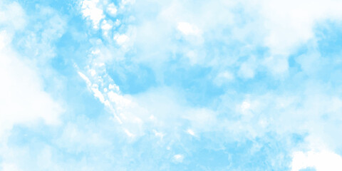 Light blue sky and white clouds abstract watercolor background illustration.