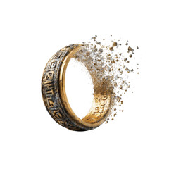 Disintegrating Gold Ring with Ancient Script, Magical Artifact, Fantasy Jewelry