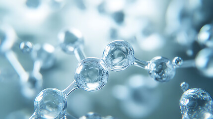 Futuristic Glass and Water Molecular Designs: A Conceptual Exploration of Advanced Skincare and Cosmetic Innovation, Blending Organic Patterns, Bioluminescence, and Minimalist 3D Aesthetics