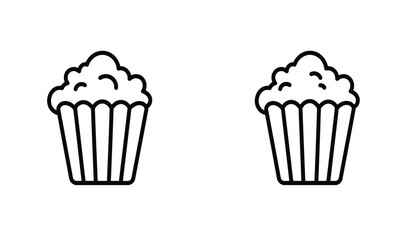 Popcorn black and white flat vector icon design. Popcorn basket symbol and clip art