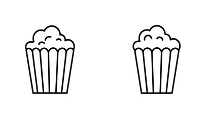 Popcorn black and white flat vector icon design. Popcorn basket symbol and clip art