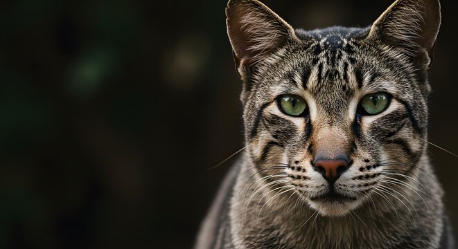 Close-Up of a Tabby Cat with Intriguing Gaze
