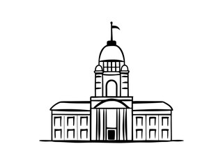 Historic Government City Hall Vector Architecture Silhouette