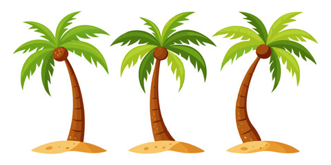 Obraz premium Tropical watercolor coconut tree vector illustration palm set for scenery art