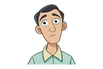 Fototapeta premium A portrait of a man showing doubt : A gentle portrait captures a moment of introspection as a man's face reveals a contemplative expression with a subtle air of uncertainty.