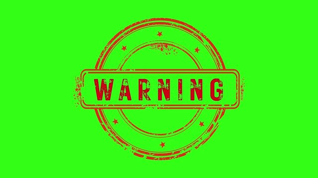 Red Warning Stamp Animation Green Screen Background.