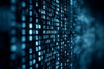 
Close-up of an interactive screen displaying code in the foreground, with blurred-out digital marketing tools and tech gadgets in the background